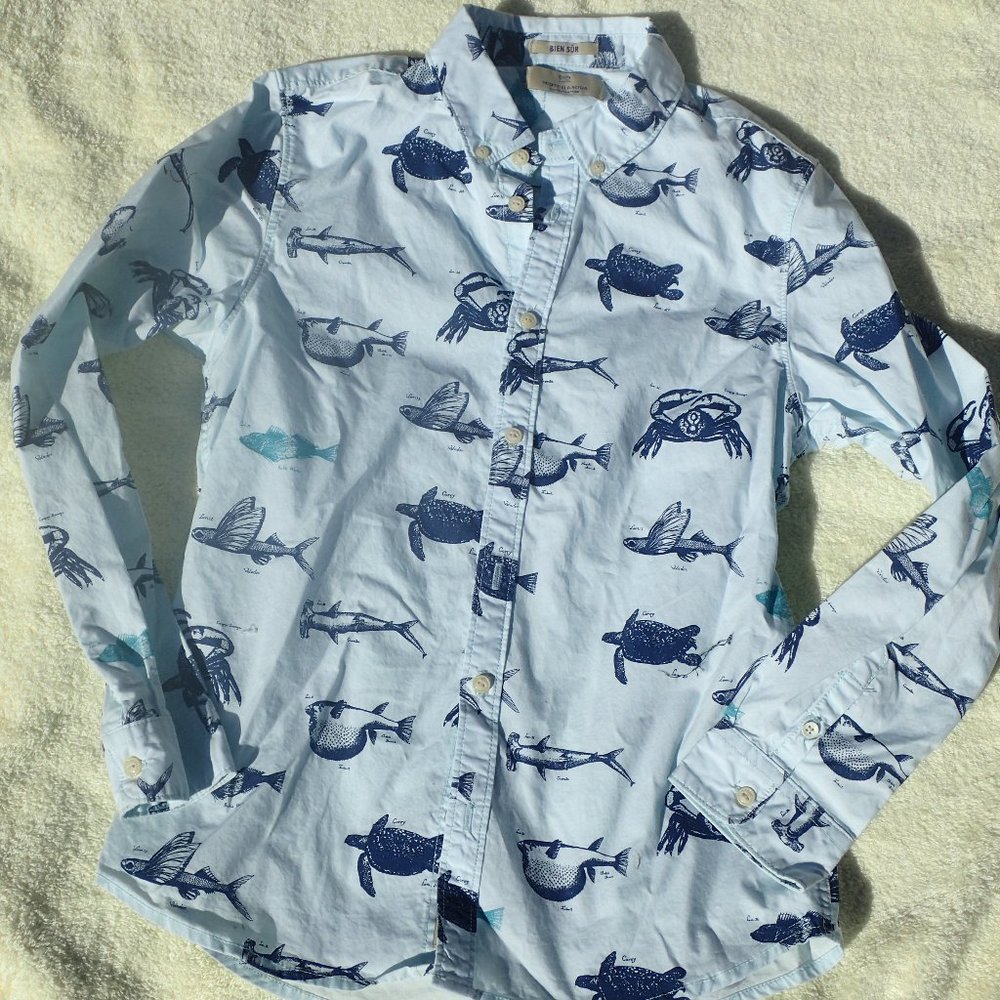 Scotch Shrunk Sea Print LS Button Down Shirt 10